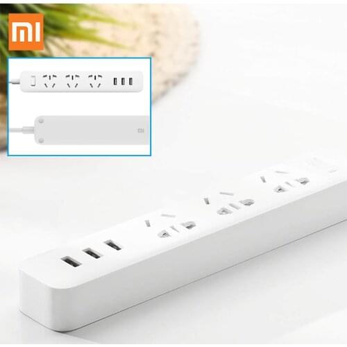 Xiaomi power strip With 3 USB Extension Socket Plug Multifunctional Fast Charging Power Strip 10A 250V 2500W plug patch board