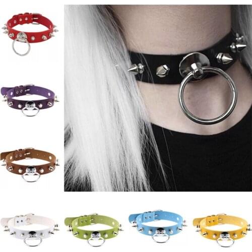 Personality Exaggerated Spiked Rivets Clavicle Neck Chain Women Leather Collar Necklace Jewelry Female Bar Nightclub Accessories