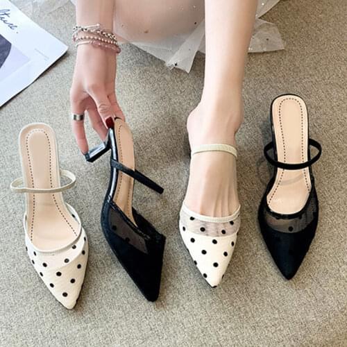 Womens Summer Slippers Shoes New Spot Party Style 2021 New Fashion Sandals Stiletto Pointed Toe Flat Shoes Outdoor High Heels
