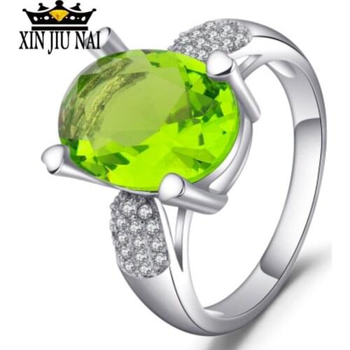 Euramerican Olive Zircon Women Rings Fashion Simple Geometric Design Engagement Wedding Rings Charming Bridal Jewelry anel