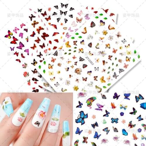1pcs 3D Leopard Butterfly Nails Art Manicure Back Glue Decal Decorations Waterproof Nail Sticker for Nails Tips Beauty