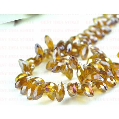 100pcs/lot Brown AB Plating Color Waterdrop Crystal Glass beads 6x12mm Jewelry DIY Crystal Beads Free Shipping