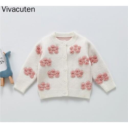 2021 Korean Style Kids Clothes Baby Knitted Sweater Coat Boys Girls floral Cardigan Sweater Handmade Baby Clothes