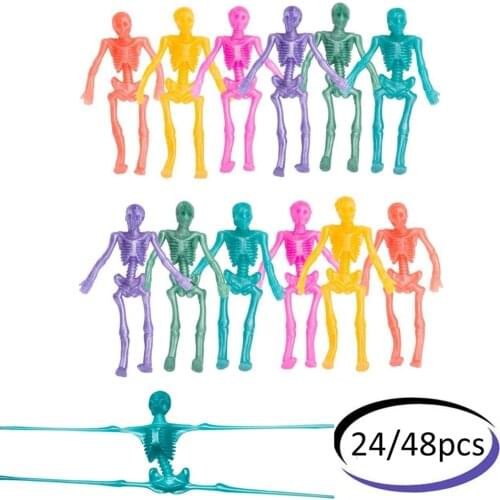 24/48pcs Stretchy Skeletons - Pinata Toy Loot/Party Bag Fillers Wedding/Kids Halloween