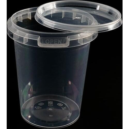 Food Packaging Black Clear Bowl Thick Lid Disposable Round Square Lunch Box Plastic Takeaway Food Box Transparent Fast Food Bowl