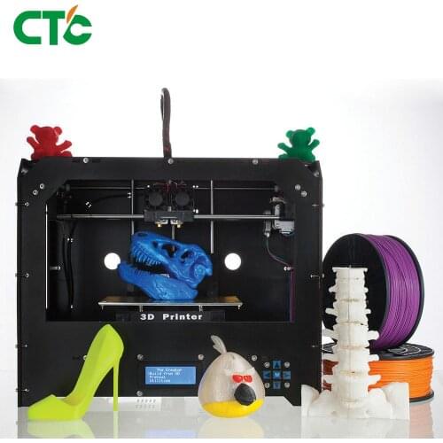 CTC 3D Printer Dual Extruder + Dual nozzle Two Color Printing 3d Printer / send 0.3KG Abs or Pla Spools for free US Stock
