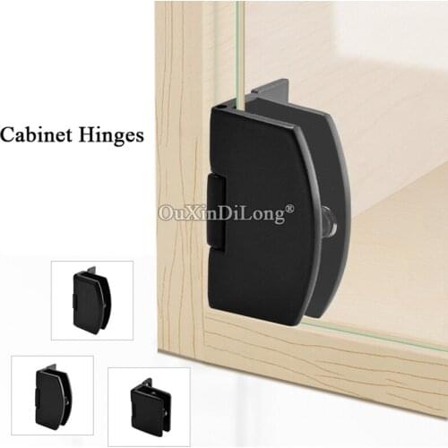 Brand New 4PCS Black Glass Cabinet Hinges Shopping Mall Jewelry Phone Display Wine Cabinet Door Hinges Clamps No Drilling