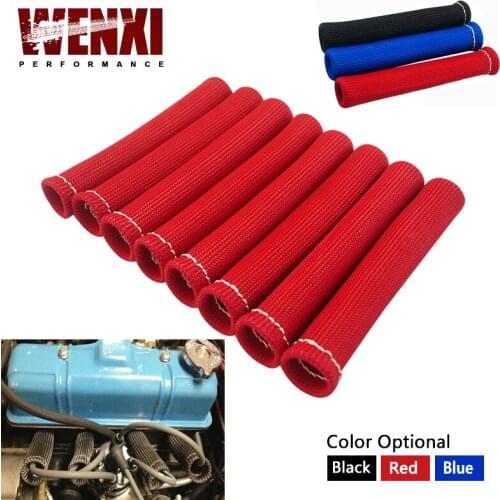 8PCS/LOT Universal Fiberglass Spark plug Heat Protector Sleeve sleeving fuel A/C oil line wiring 6'BLACK,RED,BLUE SPH11