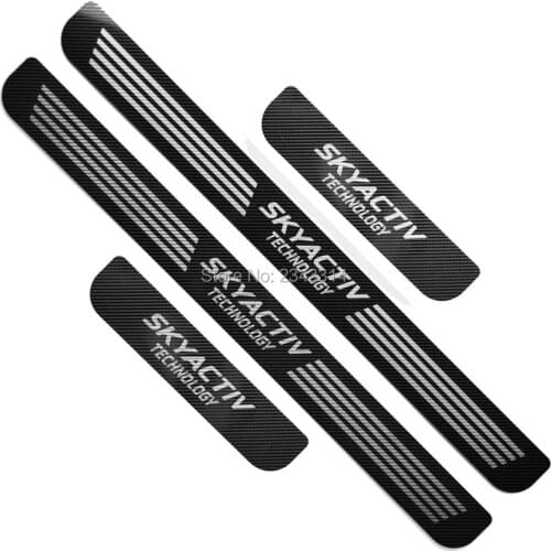 For Mazda 6 3 2014-2016 2017 2018 Carbon Fiber Door Sill Kick Scuff Plate Protector Trim Guard Pedal Cover Car Styling Accessory