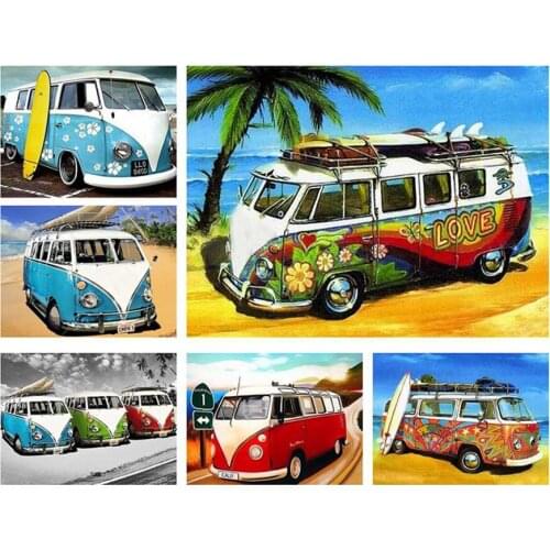Diy 5d Diamond Painting Beach Bus Diamond Embroidery Full Mosaic Picture of Rhinestones Cross Stitch Kits Home Decor