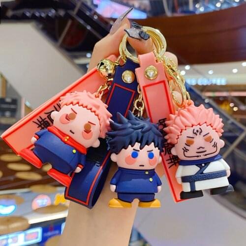 Anime Figure Jujutsu Kaisen Keychains Gojou Keychain Megumi Itadori Yuji Fushiguro Pendant Keyring Kawaii Cartoon Kids Toys Gift