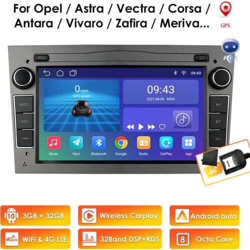 3GB+32GB Android 2 Din Car GPS for Opel Astra H J 2004 Vectra Vauxhall Antara Zafira Corsa C D Vivaro Meriva Veda Radio Navi 4G
