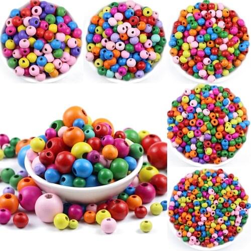 6~500pcs Multicolor Spacer Wood Beads 4/6/8mm Round Wooden Beads for Jewelry Making Bracelet DIY Baby Rattle Pacifier Beading