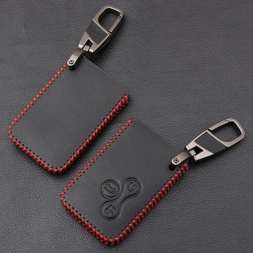 Black Leather 3 Button Smart Card Cover For Renault Clio Logan Megane 2 3 R.S Koleos Scenic Card Case Black Car Key Fob Shell