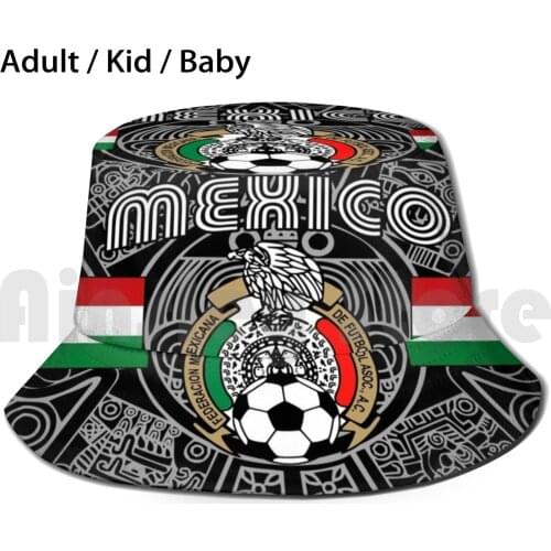 Seleccion Mexicana - Futbol Soccer Mexico Black Bucket Hat Adult kid baby Beach Sun Hats Mexico