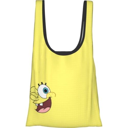 Sponge Baby Bag Woman Shoulder Fold eco-friendly Bag Kawaii Anime Ins Storage Bag