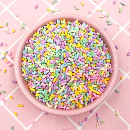 100g Fake Cake Sprinkles for Crystal Mud Supplies 3mm Short Cylindrical Polymer Clay Crafts Decoration DIY Tiny Klei Accessories