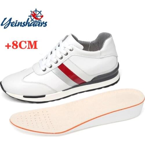 YEINSHAARS Elevator Shoes Men Sneakers Height Shoes Men Increase Shoes Increase 8CM Leather Sneakers Leather Shoes Tall Shoes