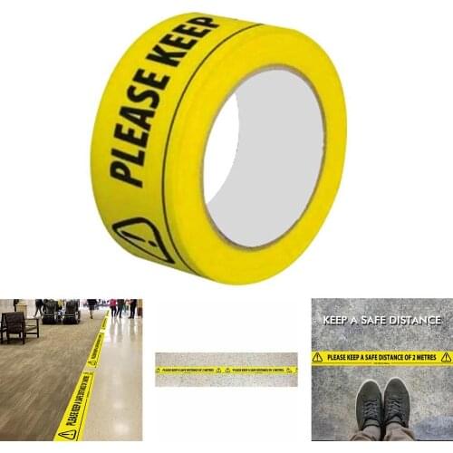 Yellow black warning tape Marking Sticker Safety Tape 2m Metre Apart Social Safe Distancing Floor Warning Tape 33 m x 48mm CSV