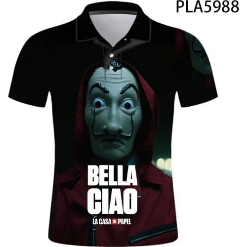 3D Printed Summer Hombre Camisas De Polo Harajuku Tops Men Casual Fashion Short Sleeve La Casa De Papel Streetwear Shirts Ropa