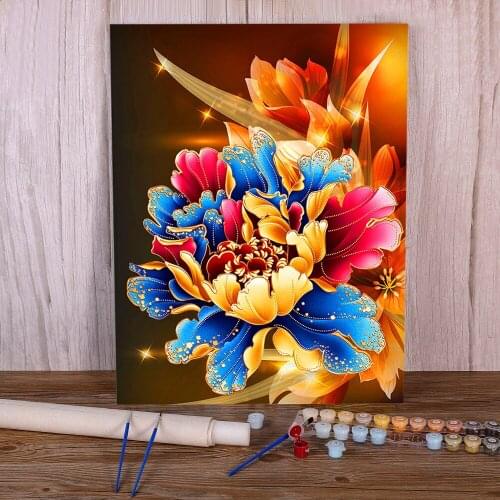 Cartoon Flowers Rose Sunflower DIY Paint By Numbers Set Oil Paints 50*70 Canvas Pictures Wall Paintings For Children Wholesale