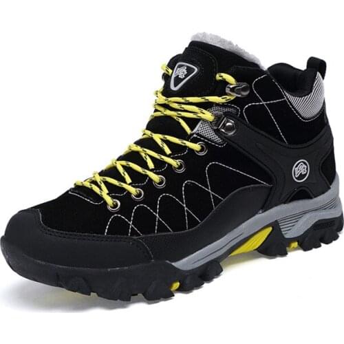 New Men Boots Winter With Fur 2020 Warm Snow Boots Men Winter Boots Work Shoes Men Footwear Fashion Rubber Ankle Shoes 39-45