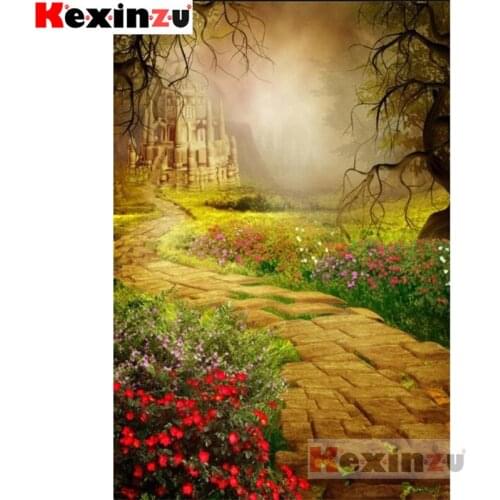 Kexinzu Full 5D DIY Square/Round Diamond Painting"Forest castle"3D Embroidery Cross Stitch Mosaic diamondpainting Gift K6608