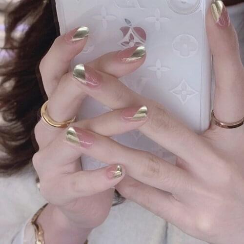 24Pcs Glossy Ballerina Fake Nails French Tips Artificial Nails Press On Nails False Nails With Adhesive Tapes