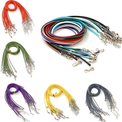 10pcs 1.5mm 2mm Handmade Leather Adjustable Braided Rope String Necklaces & Pendant Charms Findings Lobster Clasp String Cord