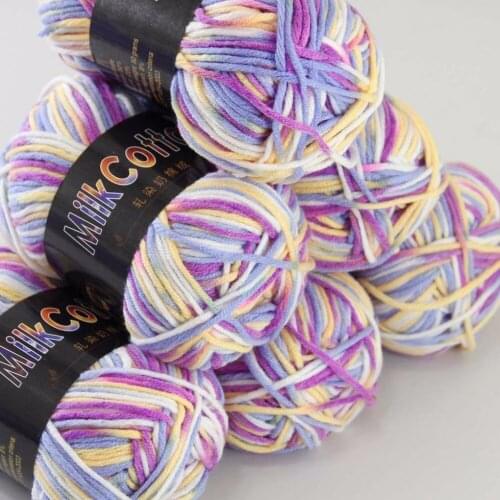Sale 6ballsx50g Soft Cotton Baby Yarn New Hand-dyed Wool Socks Scarf Knitting yarn purple yellow Mixed 2075-11-6