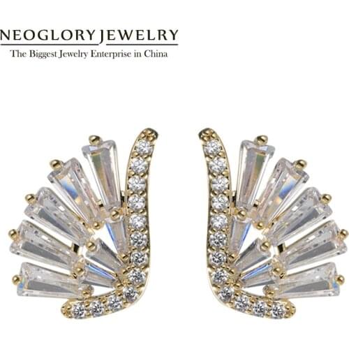 Neoglory Angel wings Shape AAA CZ Prong Setting Stud Earrings For Women Girl Important occasion Night Out Accessories Gift