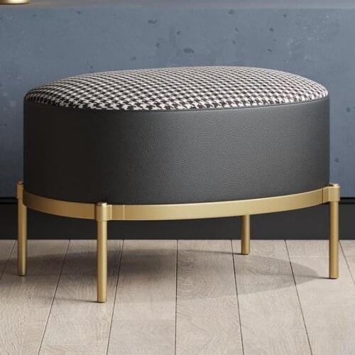 Nordic Light Luxury Sofa Stool Living Room Fashion Coffee Table Stool Fabric Small Stool Personality Creative Round Seat