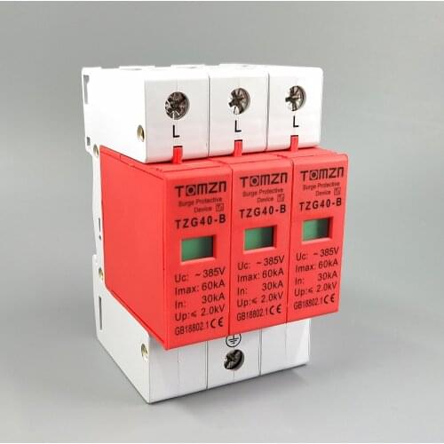 AC SPD 3P 30KA~60KA D ~385V House Surge Protector Protective Low-voltage Arrester Device