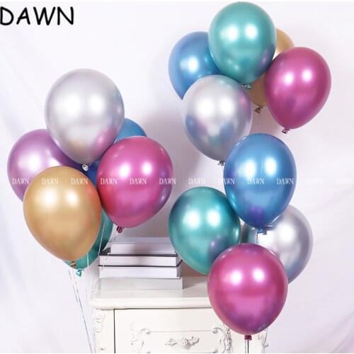 10pcs New 12inch Chrome Metal Metal Latex Gold Silver Pink Green Purple Blue Balloons Wedding Baby Shower Birthday Party Decor