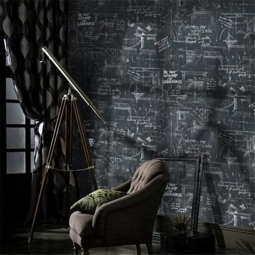 WELLYU post-modern abstract lines wallpaper black blackboard newspaper retro wallpaper living room full house wall paper