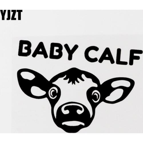 YJZT 14CM×10.4CM Cute Animal Baby Calf Vinyl Decor Car Sticker Decal Black/Silver 8C-0591