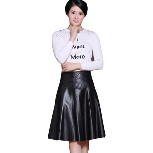 New Arrival 2018 Autumn And Winter Latest Korean Slim 100% Top Quality Genuine Leather Skirt Pleated Skirts Tutu For Women