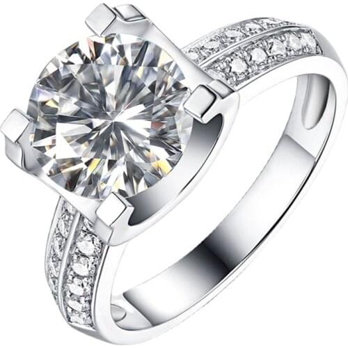 Real 100% 925 Sterling Silver Ring Women Female Luxury Engagement Wedding Party Elegant Exquisite Gift Charm Big Diamond Jewelry