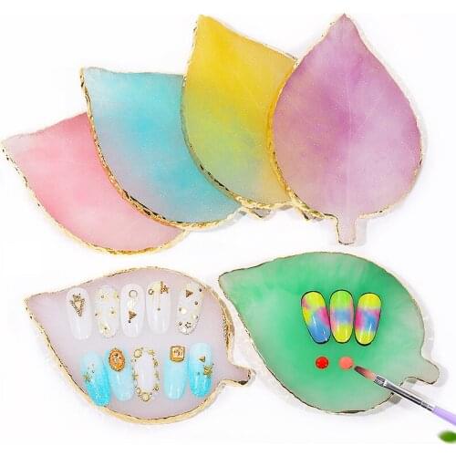 1Pcs Leaf Palette Nail Decoration New Resin Palette for Varnishes 2021 Cute Template for Polish Accessories Nails Design