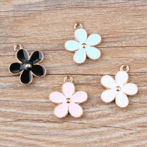 20PCS Double-sided 5-petal flower Enamel Charms Colorful Dangle Charm Fit Bracelets Women Beads & Jewelry Making
