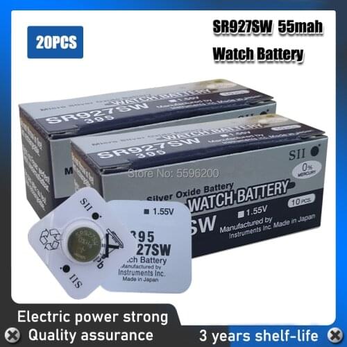 20pcs NEW FOR SEIZAIKEN 395 SR927SW 399 SR927W AG7 LR927 1.55V Watch Battery Silver Oxide Button Coin Cell MADE IN JAPAN