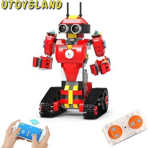 448Pcs Intelligent Programming Building Block Robot Technology Remote Control Robot Brick Toy For Children Kids Toys - Red Blue