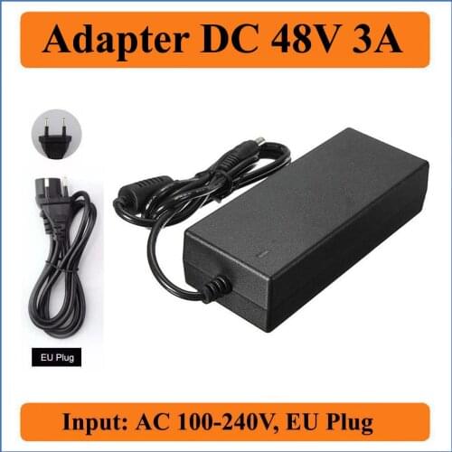 48V 3A EU Plug AC DC Adapter AC 100V-240V Converter Adapter to DC 48V 3000mA 150W Power Supply charger for Led Strips Light