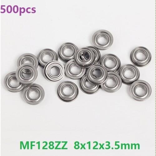 500pcs/lot MF128 MF128ZZ F678ZZ F678-ZZ ZZ flange bearing flanged Miniature Deep Groove Ball Bearing 8*12*3.5mm 8x12x3.5mm