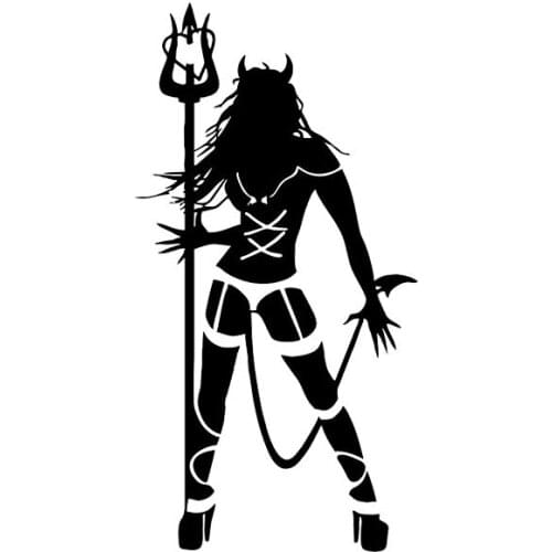 8.1*15.3CM Sexy Wild Devil Girl Black/Silver Car Sticker Good Design Covering The Body Vinyl Decals C20-0246