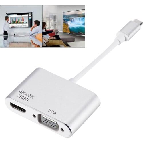 USB Type C to HDMI And VGA Adapter Male to Female Video Audio Adapter Mobile Phone Laptops to Projector Monitor Display