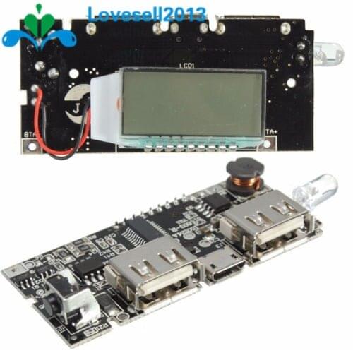 Automatic Protection! Dual USB 5V 1A 2.1A Mobile Power Bank 18650 Lithium Battery Charger Board Digital LCD Charging Module