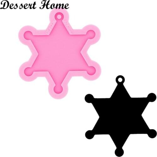 DY0476 Shiny Resin Police Badge Mold , Silicone Mould for Epoxy Resin, Keychain Molds DIY jewellery making