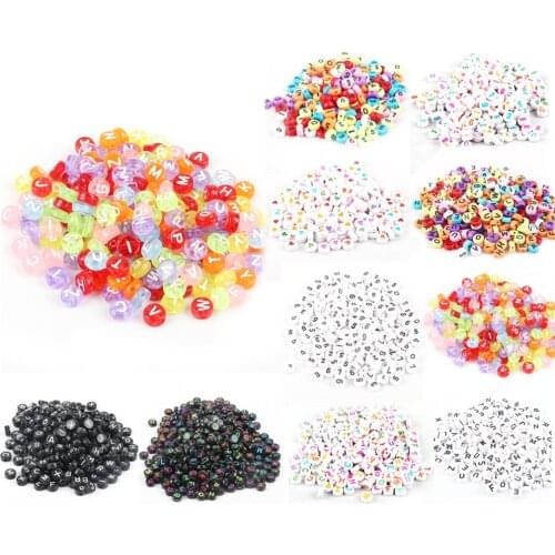 Mixed Letter Acrylic Beads Round Flat Alphabet Digital Cube Loose Spacer Beads For Jewelry Making Handmade Diy Bracelet Necklace