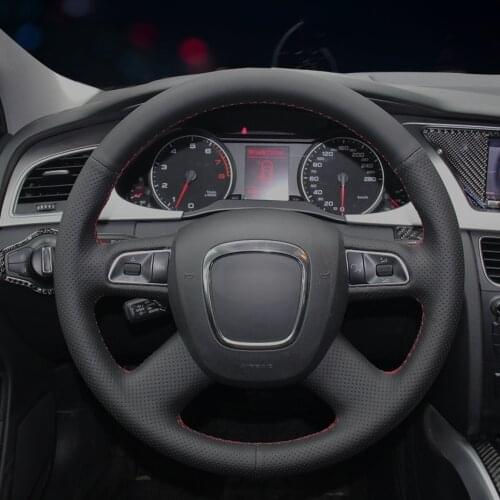 Black Artificial Leather Car Steering Wheel Cover for Audi Old A4 B7 B8 A6 C6 2004-2011 Q5 2008-2012 Q7 2005 2006 2007 2008-2011